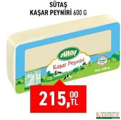 SÜTAŞ KAŞAR PEYNİRİ 600 G fiyat ve kampanya bilgisi